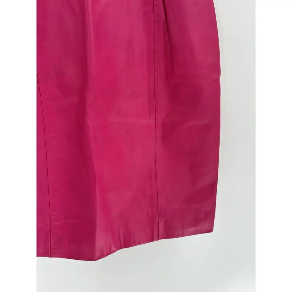 Chia Vintage Hot Pink Leather Skirt Womens 4 Short Zip Up Lined 80s 90s Retro